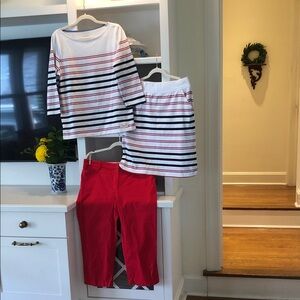 Talbots Bundle: Skirt (Mp)/Top (L)/ Crop Pants (12). Red White & Blue Beauty!